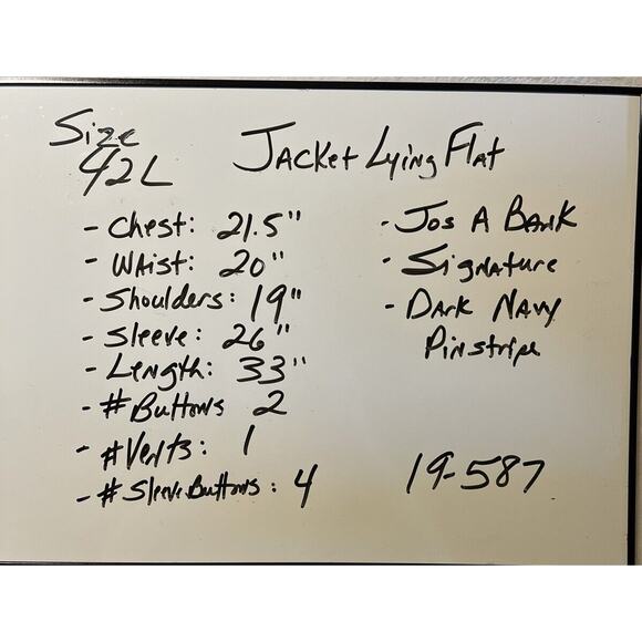 Jos A Bank Signature 42L Navy Blue Micro Pinstripe Silk Wool Blazer Suit Jacket - Picture 9 of 14